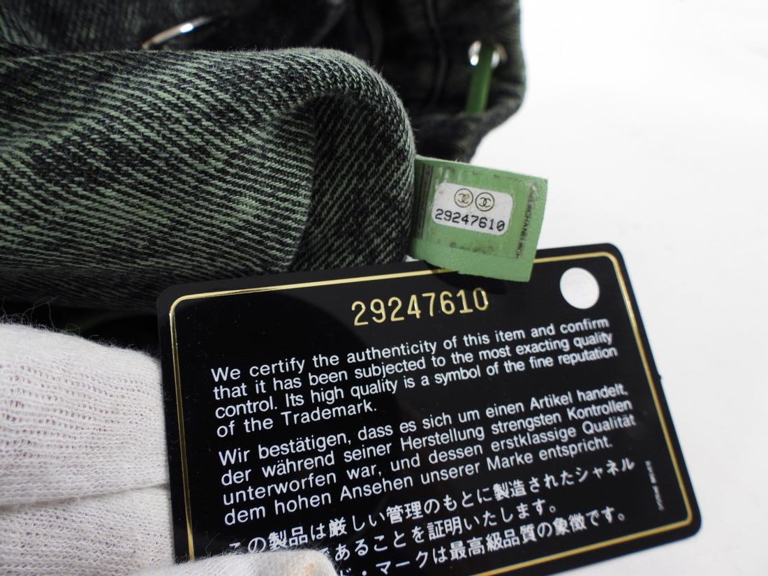 Chanel Denimpression Green Aged Denim Quilted Backpack