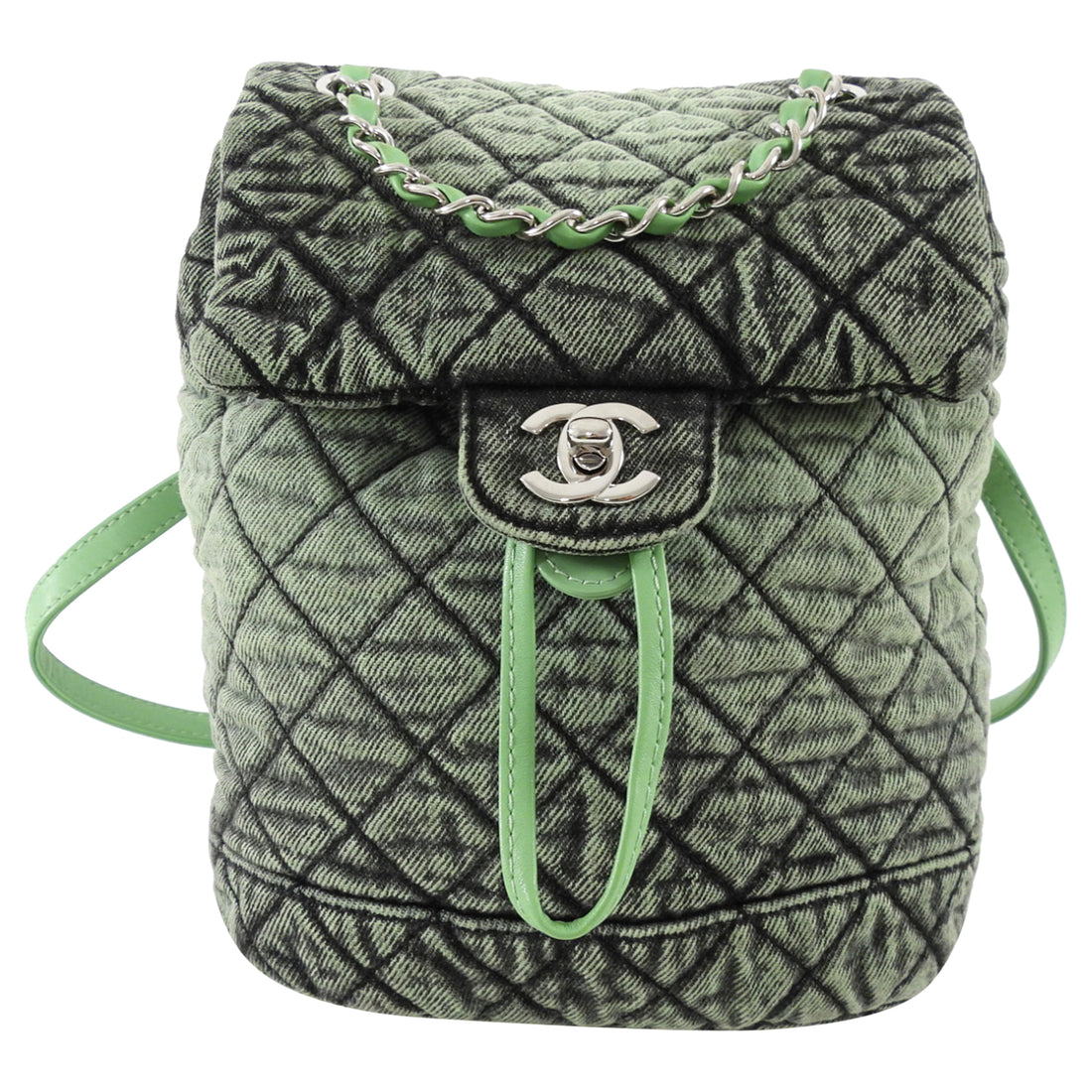 Chanel Denimpression Green Aged Denim Quilted Backpack