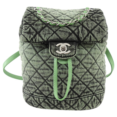Chanel Denimpression Green Aged Denim Quilted Backpack