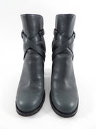 Chanel Grey Leather Cap Heel Ankle Boot - 39 / 8