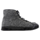 Chanel Charcoal Grey Felt and Black Cap Toe High Top Sneaker - 36.5