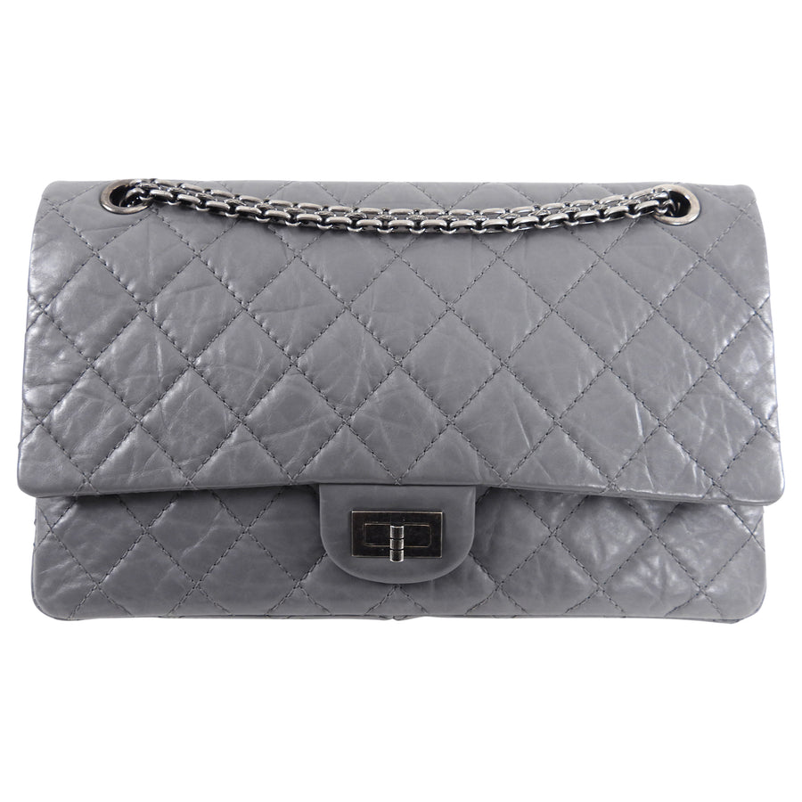 Chanel Grey Aged Calfskin Medium 226 Double Flap Bag
