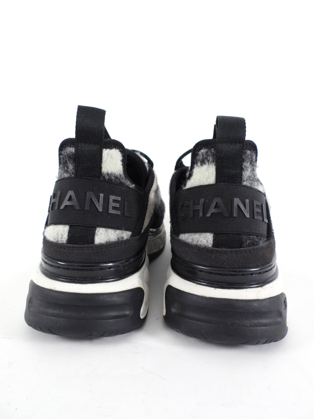 Chanel Black and Grey Felt Trainer Sneakers - 36.5 / 6.5