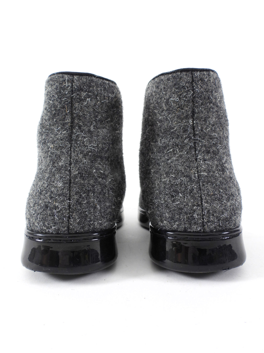 Chanel Charcoal Grey Felt and Black Cap Toe High Top Sneaker - 36.5