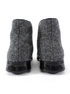 Chanel Charcoal Grey Felt and Black Cap Toe High Top Sneaker - 36.5