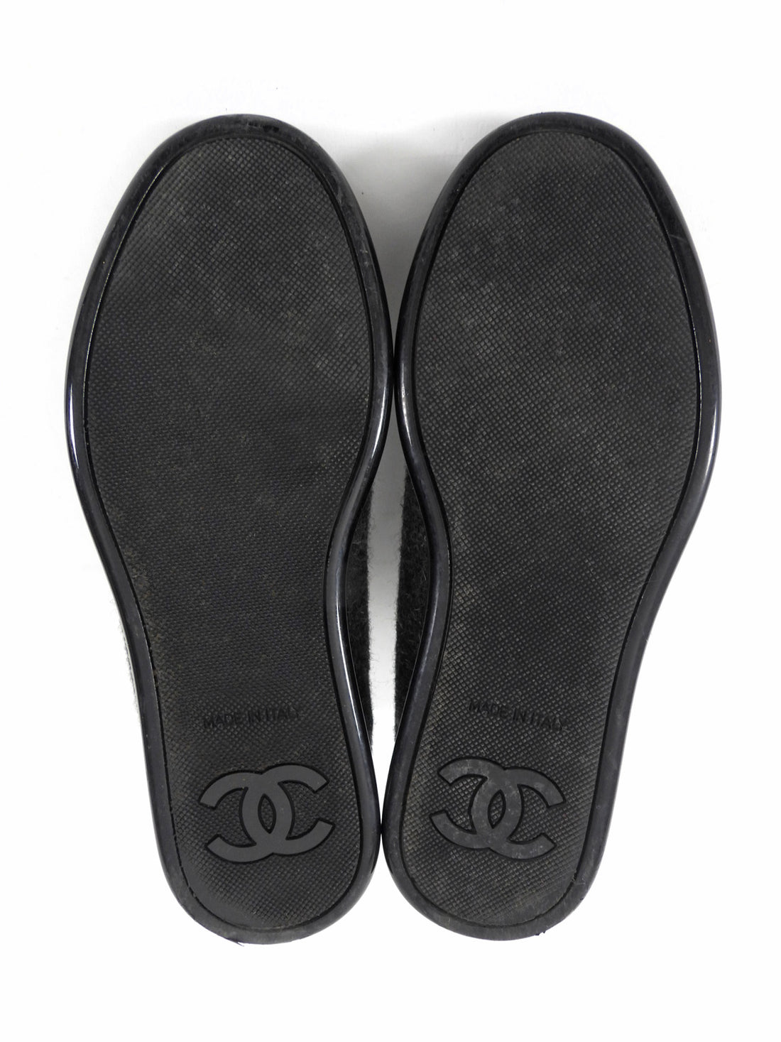 Chanel Charcoal Grey Felt and Black Cap Toe High Top Sneaker - 36.5