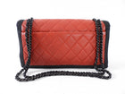 Chanel Red Quilted Leather Grosgrain Trim Chain Flap Bag
