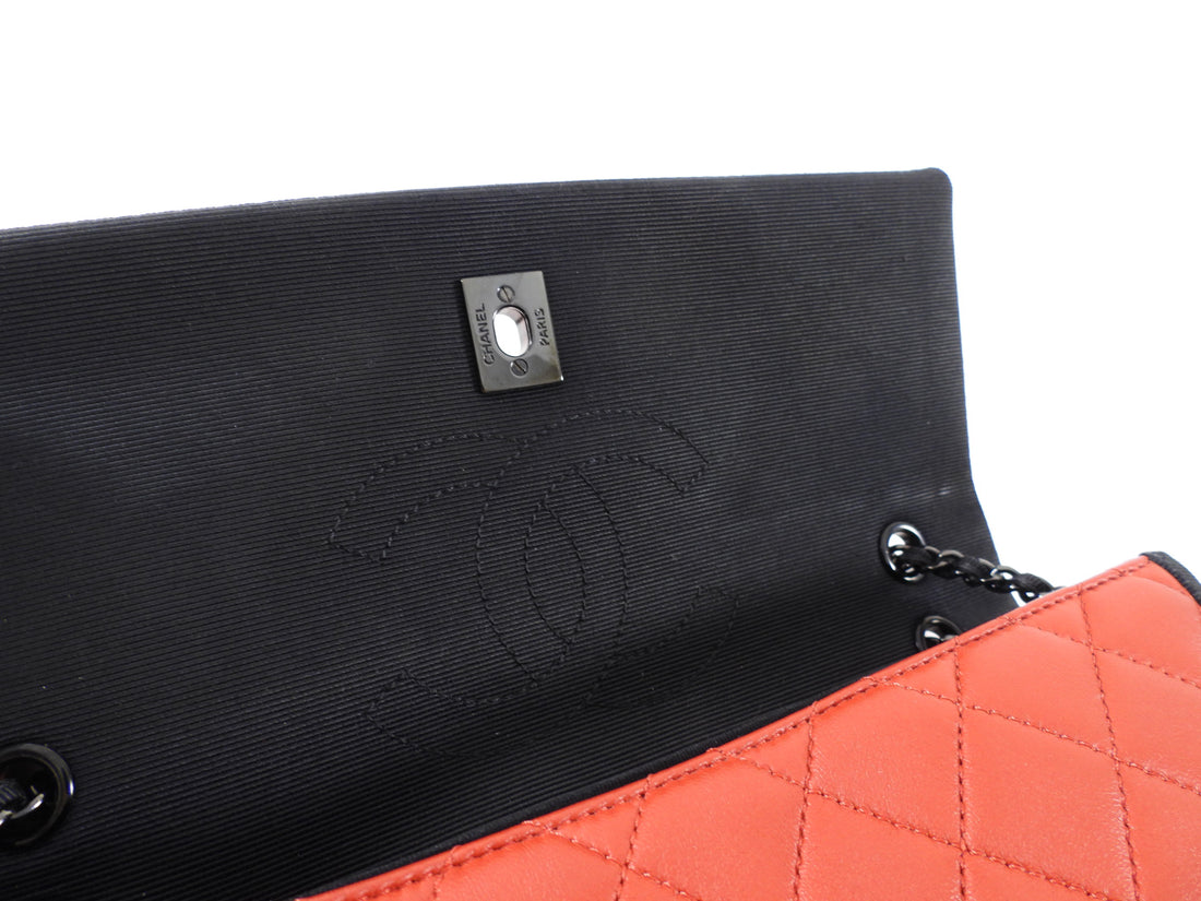 Chanel Red Quilted Leather Grosgrain Trim Chain Flap Bag