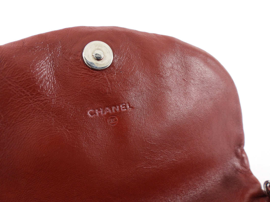 Chanel Red Leather Timeless Half Moon Wallet on Chain Bag