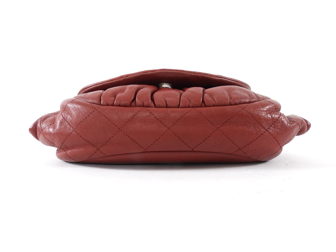 Chanel Red Leather Timeless Half Moon Wallet on Chain Bag