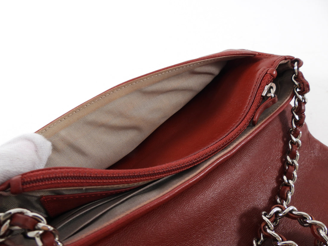 Chanel Red Leather Timeless Half Moon Wallet on Chain Bag