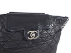 Chanel Black Quilted Aged Leather In The Mix Chain Tote Bag