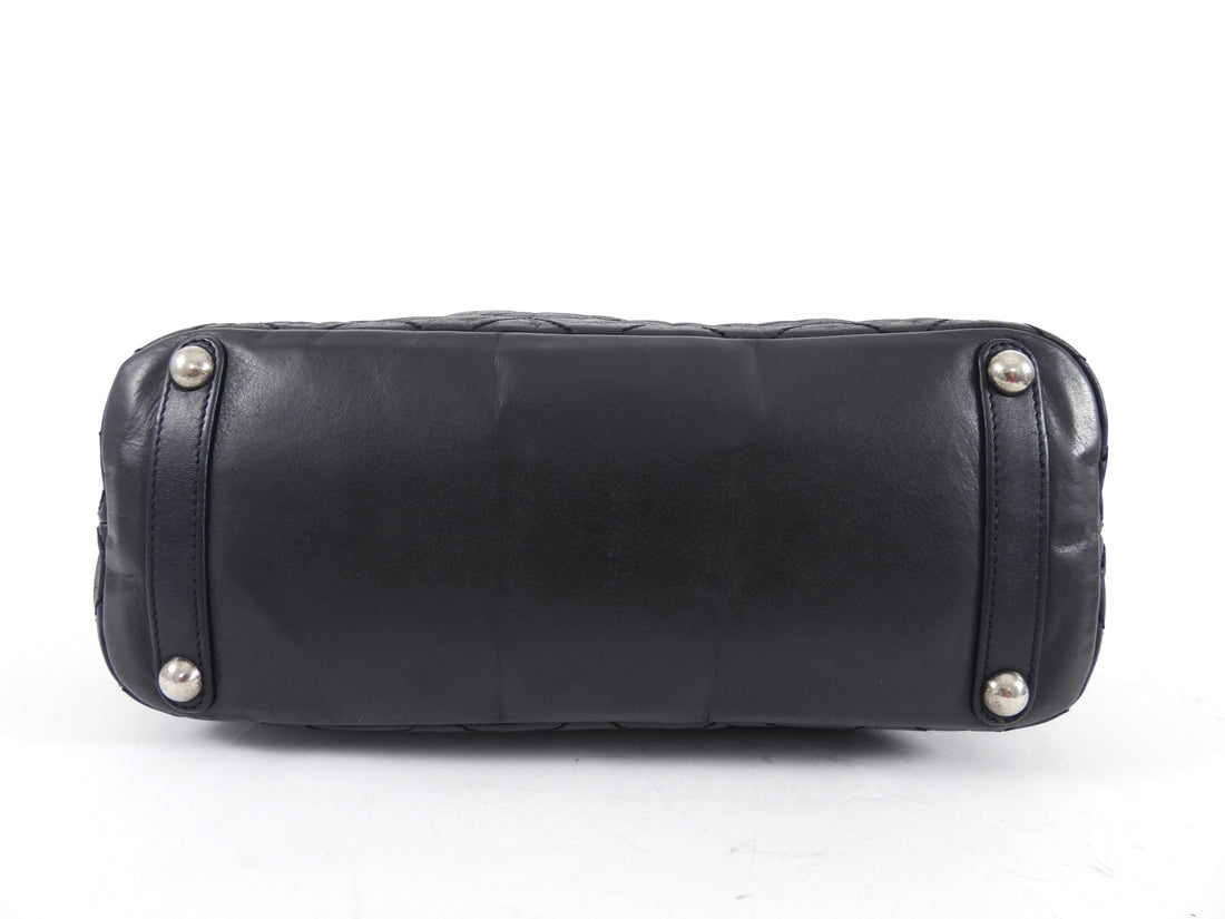 Chanel Black Quilted Aged Leather In The Mix Chain Tote Bag