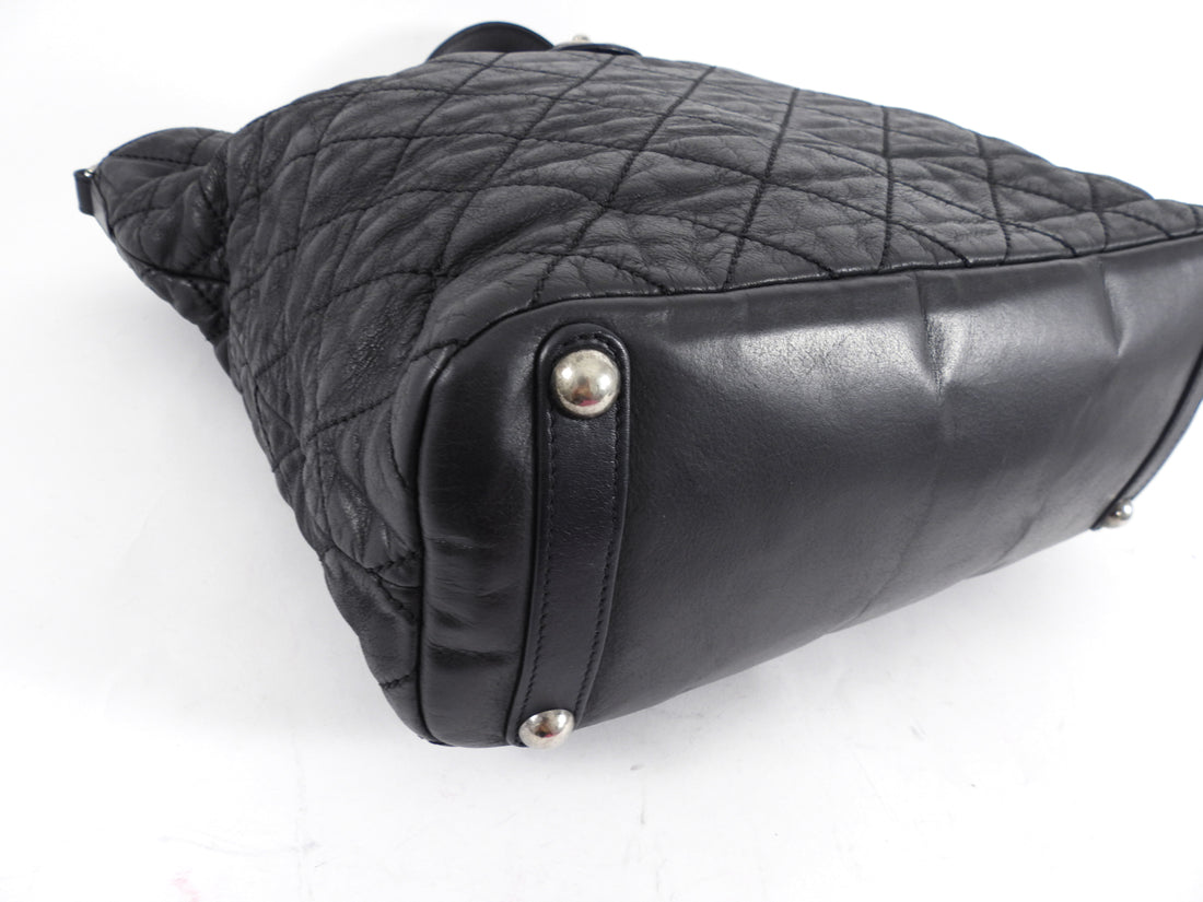 Chanel Black Quilted Aged Leather In The Mix Chain Tote Bag