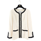 Chanel 02P Vintage Ivory and Black Tweed Zip Fitted Jacket - FR38 / 6
