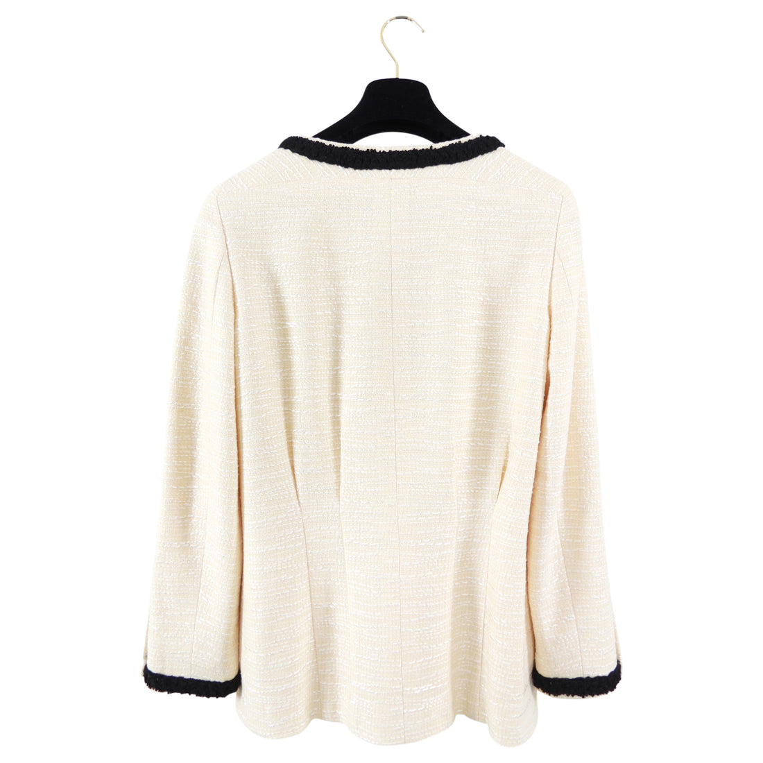 Chanel 02P Vintage Ivory and Black Tweed Zip Fitted Jacket - FR38 / 6