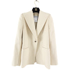Chanel 01P Vintage Corduroy Textured Ivory Blazer with Black Buttons - S (4/6)