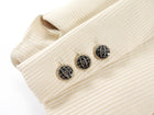 Chanel 01P Vintage Corduroy Textured Ivory Blazer with Black Buttons - S (4/6)