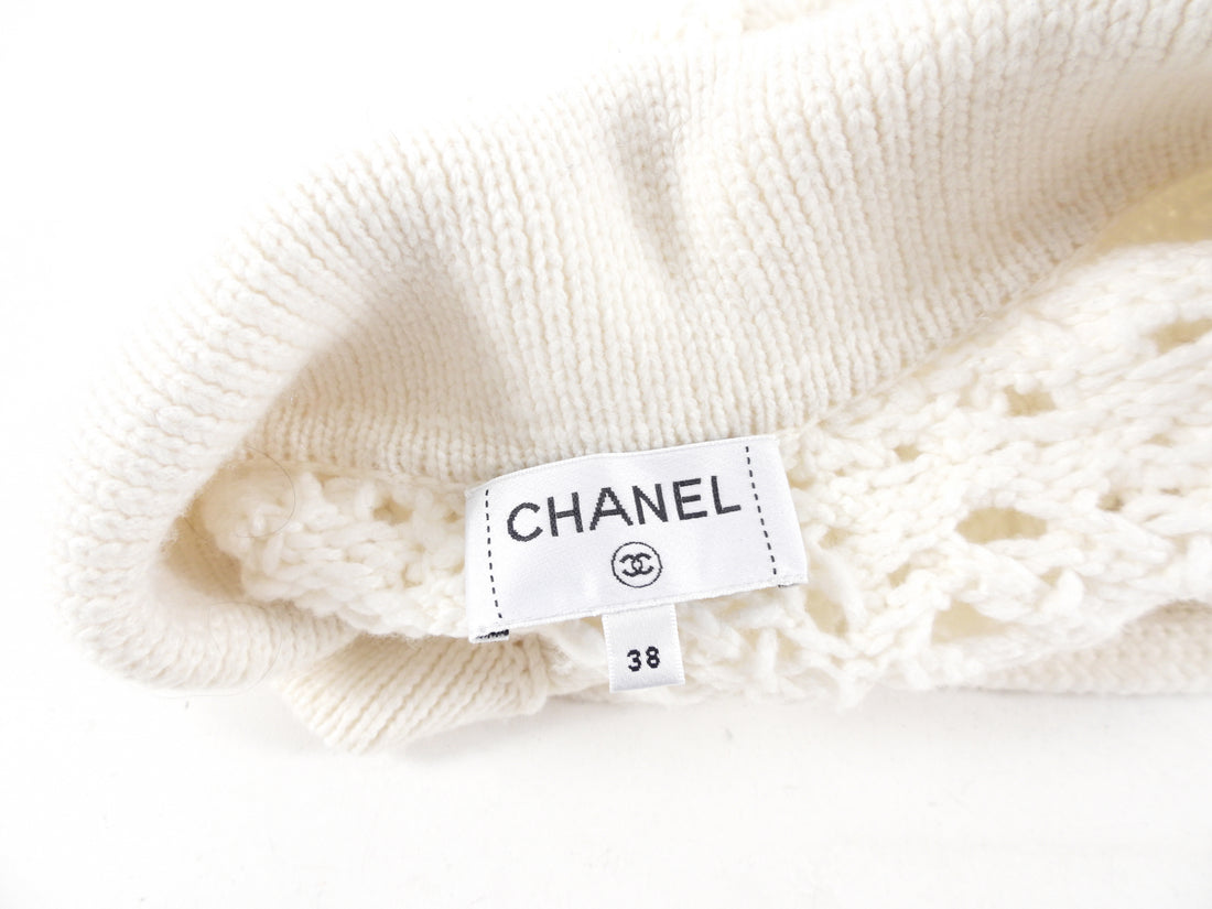 Chanel 22C Ivory Chunky Knit Cashmere Cardigan - FR38