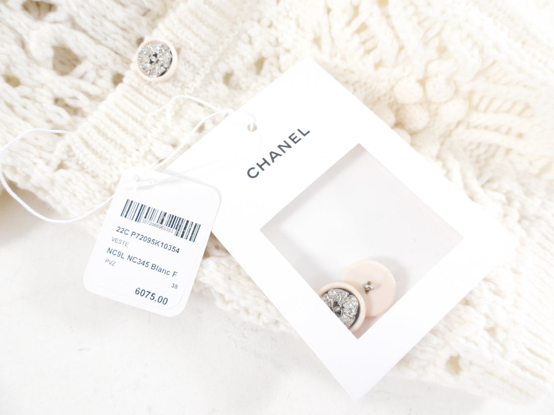 Chanel 22C Ivory Chunky Knit Cashmere Cardigan - FR38