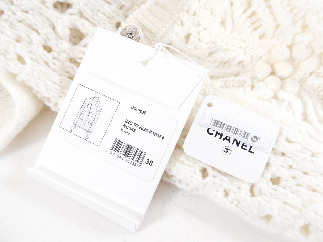 Chanel 22C Ivory Chunky Knit Cashmere Cardigan - FR38