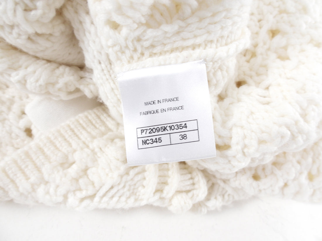 Chanel 22C Ivory Chunky Knit Cashmere Cardigan - FR38