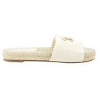 Chanel White Leather CC Flat Espadrille Slides - 37 / 7