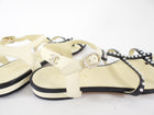 Chanel SS16 Black White Faux Pearl Cage Flat Sandals - 37 / 37.5