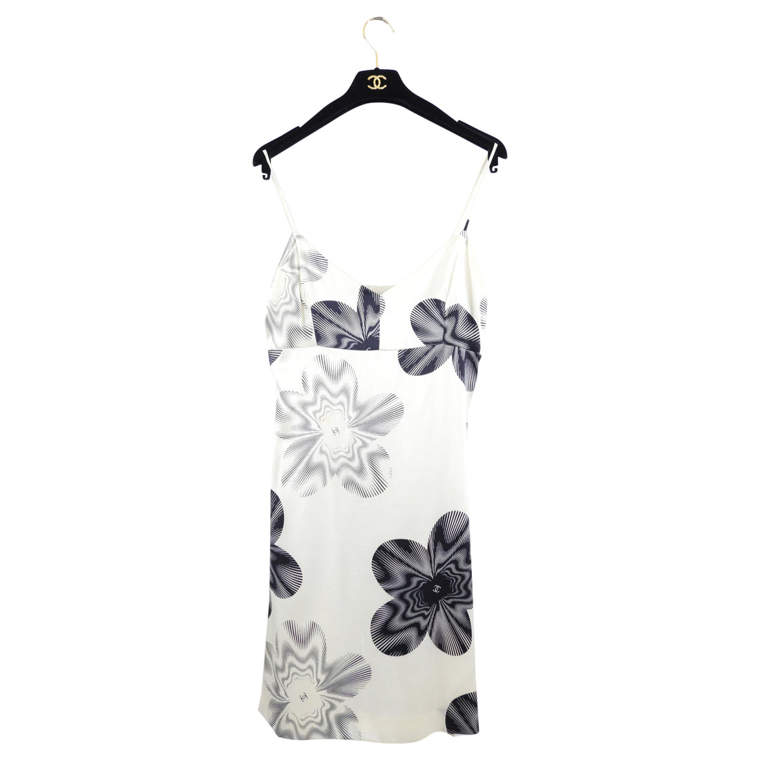 Chanel 01C Ivory and Black Silk Strappy Dress - FR40 / M (6/8)