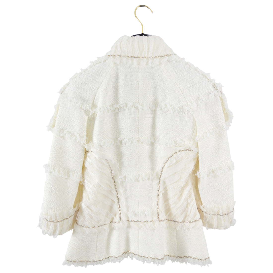 Chanel 08P Ivory Tweed Chain Trim Jacket - FR38 / S
