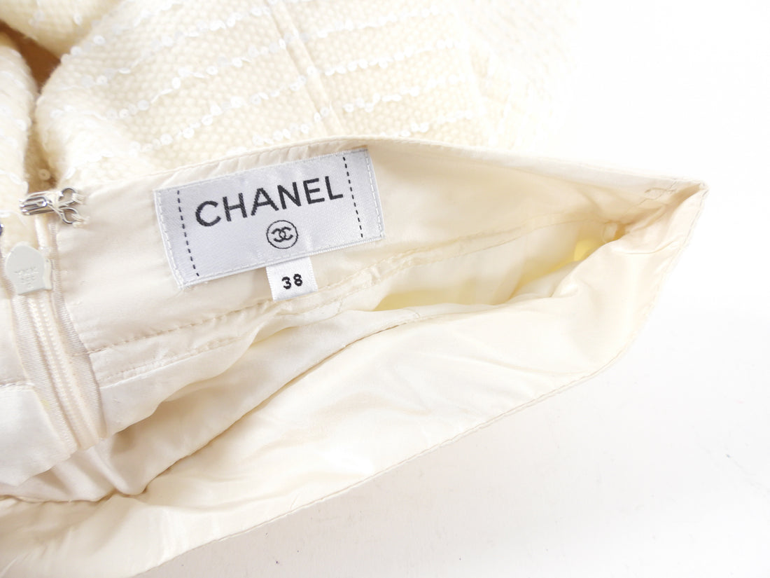 Chanel Pre-Fall 2021 Ivory Sequin Skirt - 26" waist