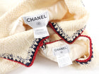Chanel 06A Cream Tweed Skirt Suit with Navy Red Gripoix Trim - FR42 / 10 / L / XL
