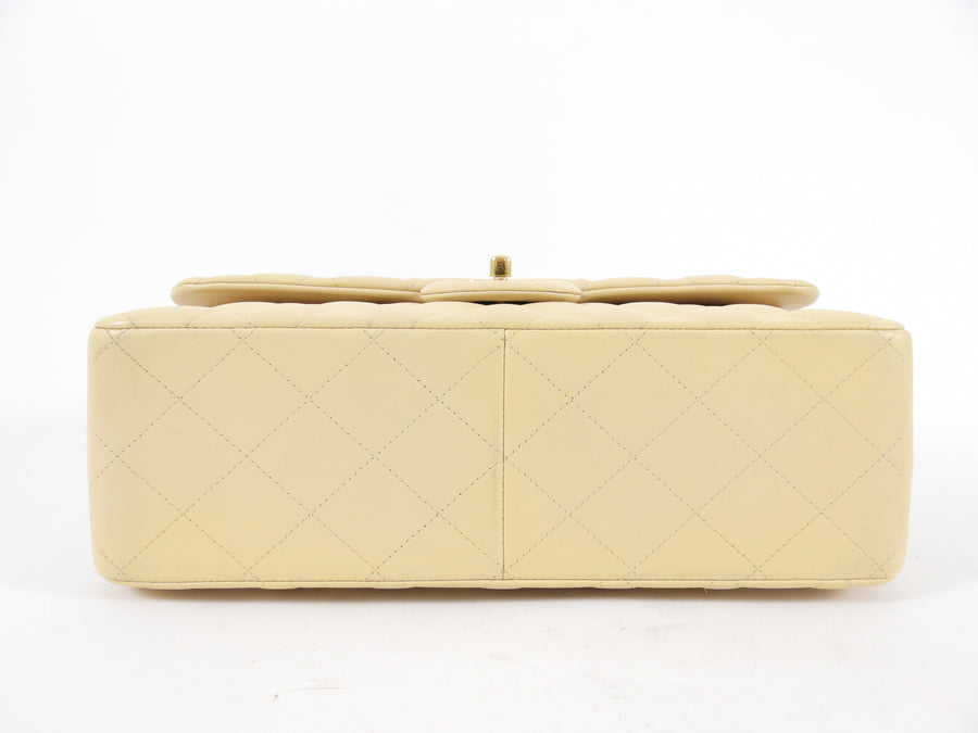 Chanel Beige Lambskin Jumbo Classic Double Flap Bag GHW
