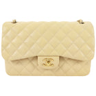 Chanel Beige Lambskin Jumbo Classic Double Flap Bag GHW