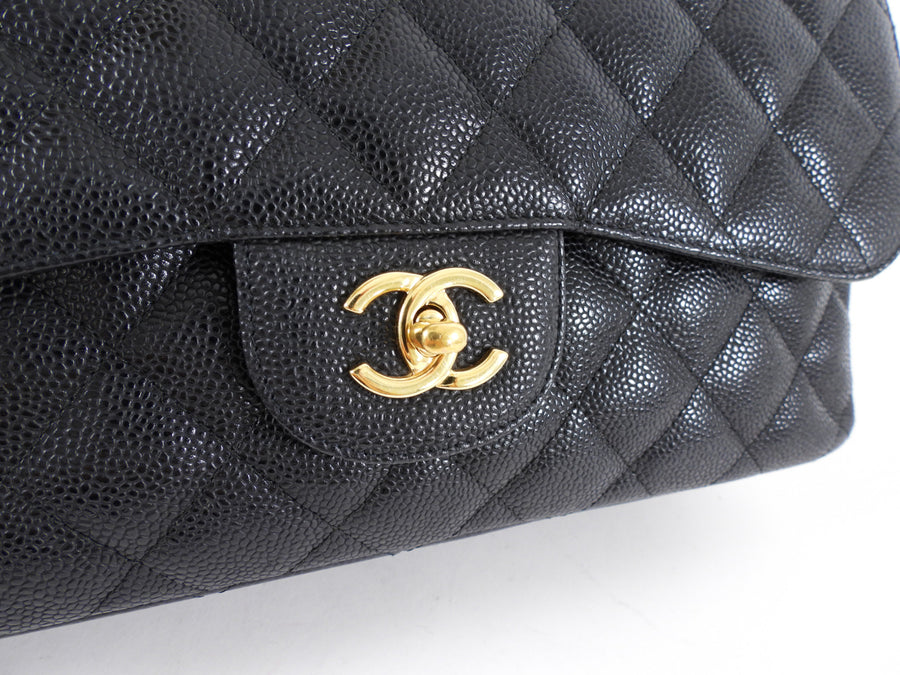 Chanel Black Caviar Jumbo Classic Double Flap Bag GHW