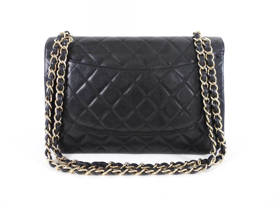 Chanel Black Caviar Jumbo Classic Double Flap Bag GHW