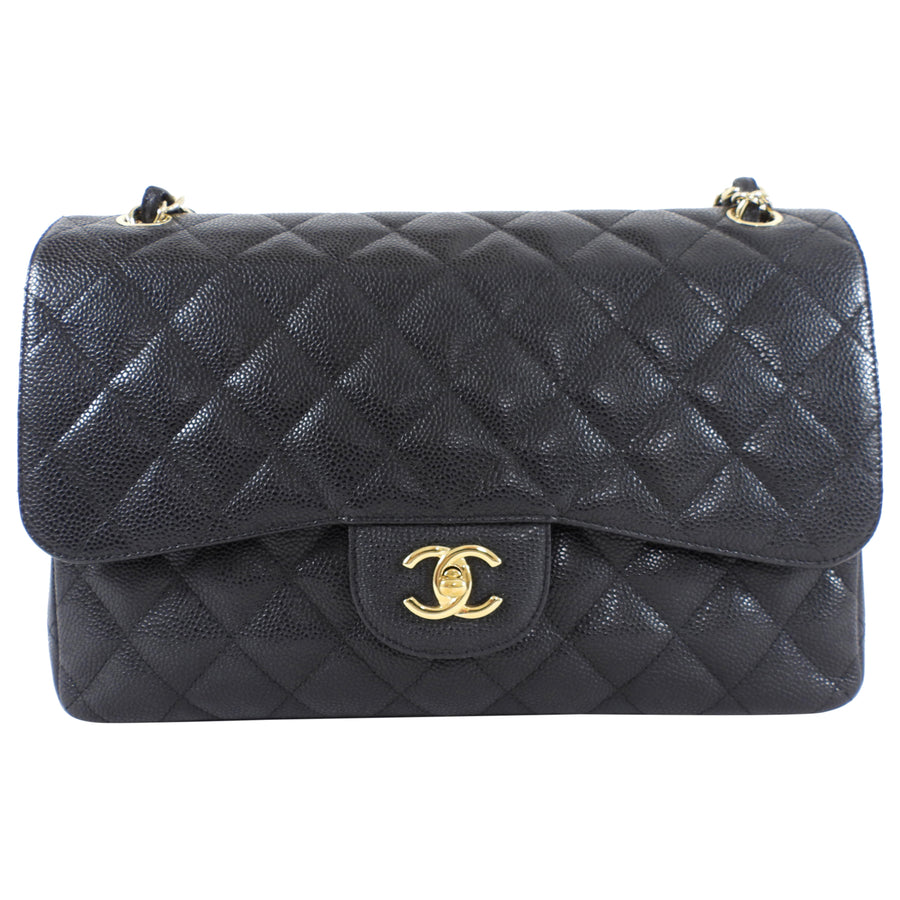 Chanel Black Caviar Jumbo Classic Double Flap Bag GHW