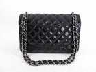 Chanel Black Lambskin Leather Jumbo Double Classic Flap Bag SHW