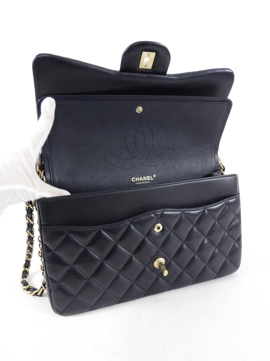 Chanel Midnight Navy Lambskin Jumbo Classic Double Flap Bag GHW