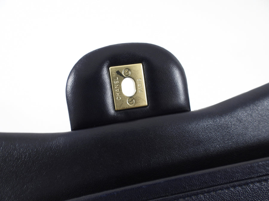Chanel Midnight Navy Lambskin Jumbo Classic Double Flap Bag GHW