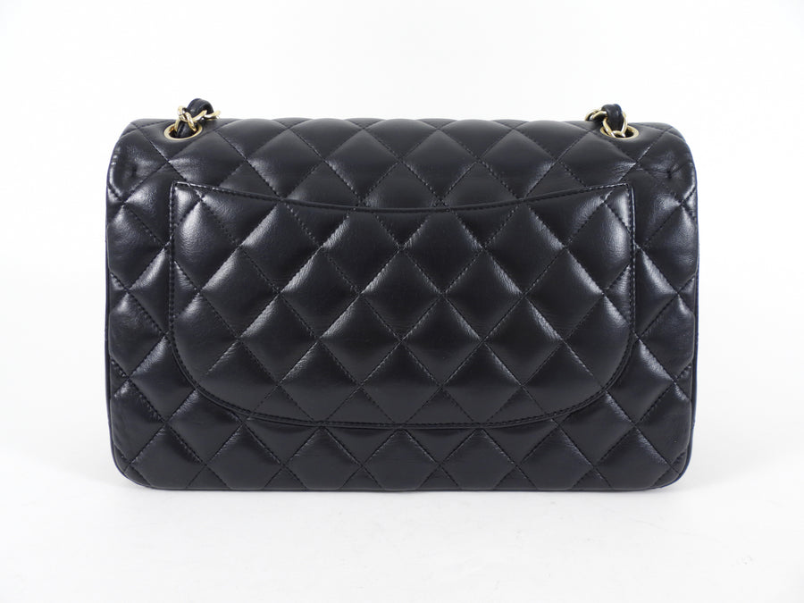 Chanel Midnight Navy Lambskin Jumbo Classic Double Flap Bag GHW