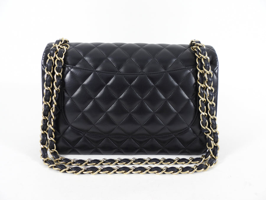 Chanel Midnight Navy Lambskin Jumbo Classic Double Flap Bag GHW