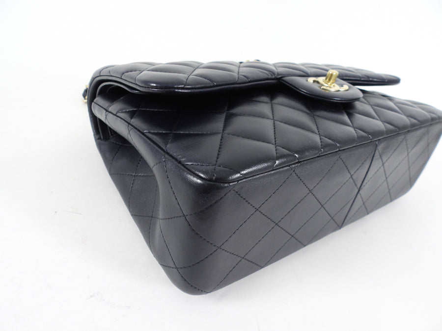 Chanel Midnight Navy Lambskin Jumbo Classic Double Flap Bag GHW