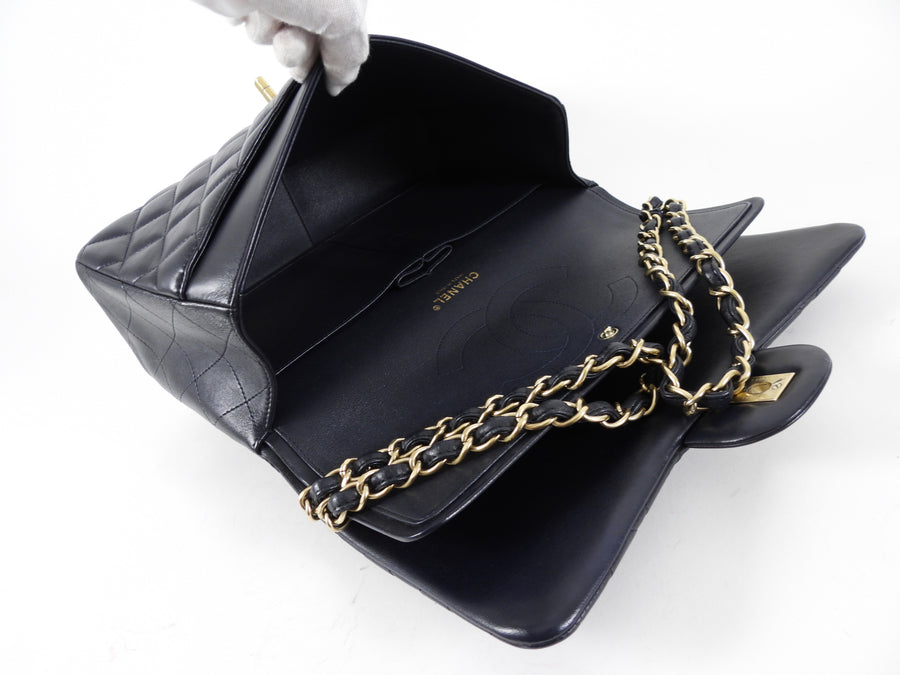 Chanel Midnight Navy Lambskin Jumbo Classic Double Flap Bag GHW