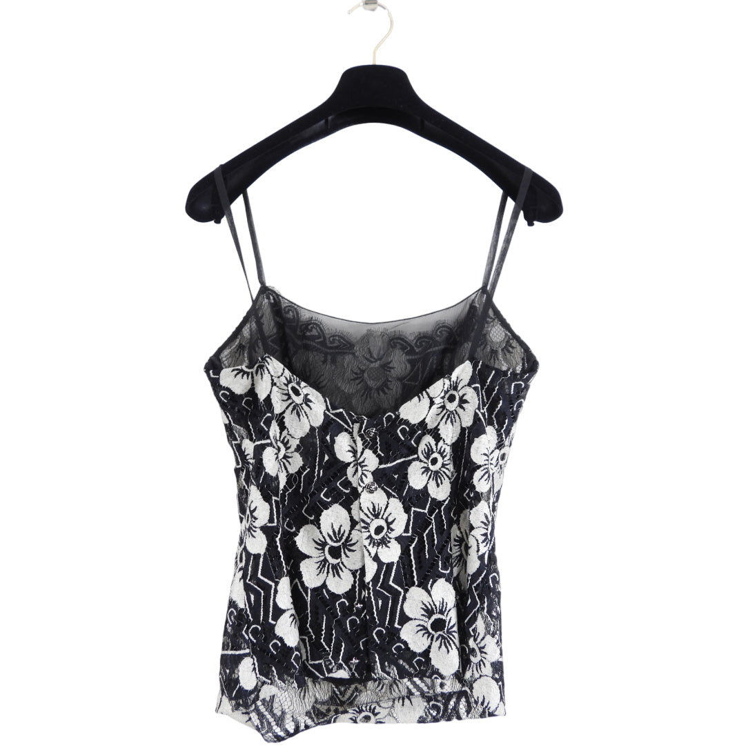 Chanel 06A Black and Grey Camelia Lace Tank Top - FR38 (S)