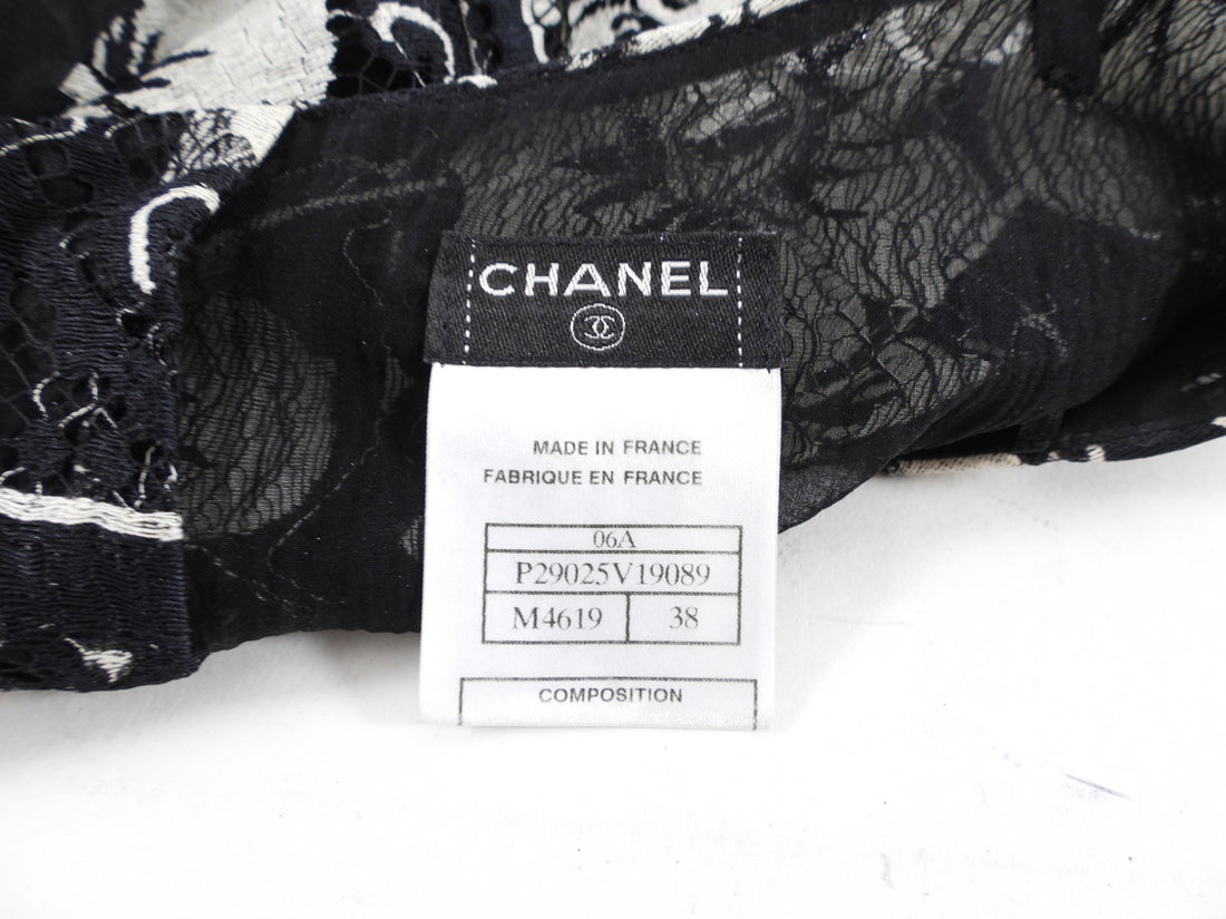 Chanel 06A Black and Grey Camelia Lace Tank Top - FR38 (S)