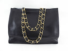 Chanel Vintage 1994 XL Smooth Lambskin Leather CC Chain Tote Bag