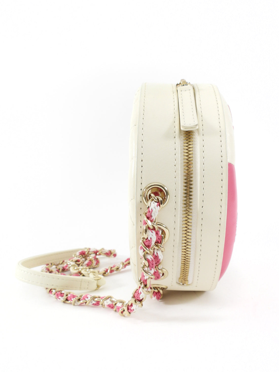 Chanel 2019 C Runway Pink and White La Pausa Lifesaver Round Bag