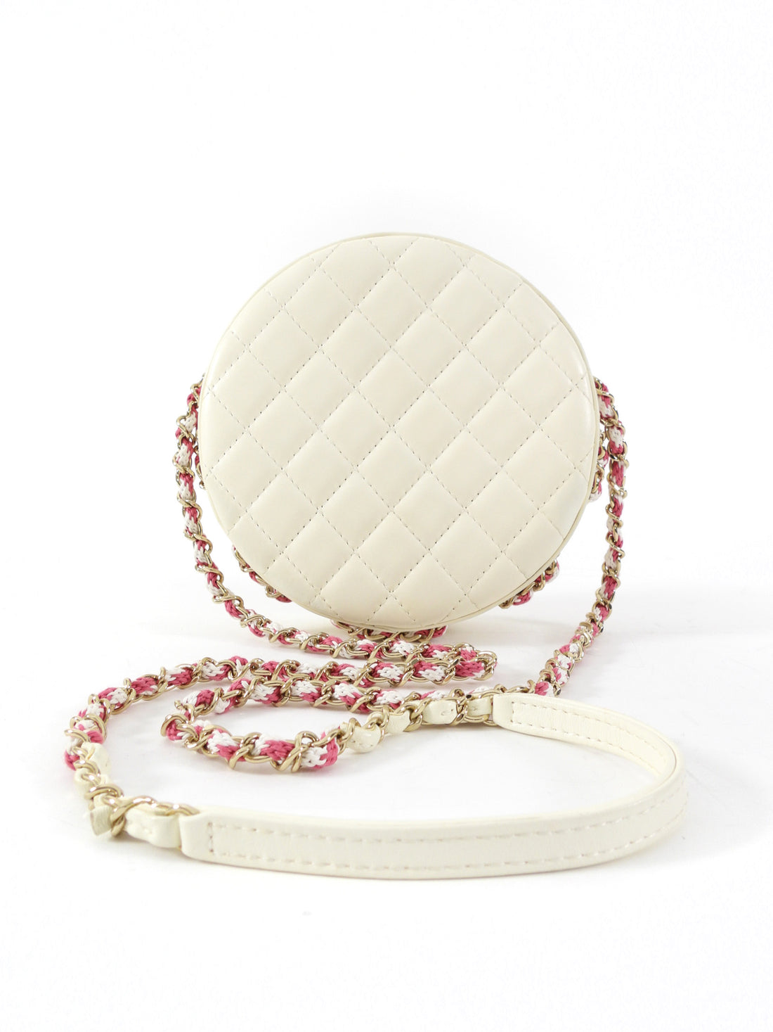Chanel 2019 C Runway Pink and White La Pausa Lifesaver Round Bag