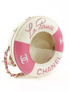 Chanel 2019 C Runway Pink and White La Pausa Lifesaver Round Bag